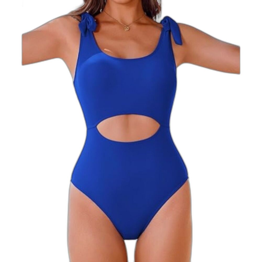 AI'MAGE Women's One-Piece Tummy Control Cutout Scoop Neck Push Up Swimsuit- M